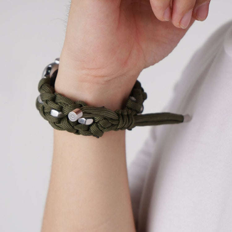 For Apple Watch Ultra 49mm Screw Nut Braided Paracord Watch Band(Green)