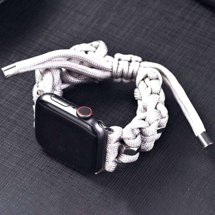 For Apple Watch Ultra 49mm Screw Nut Braided Paracord Watch Band(White)