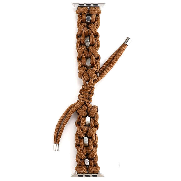 For Apple Watch SE 40mm Screw Nut Braided Paracord Watch Band(Coffee)