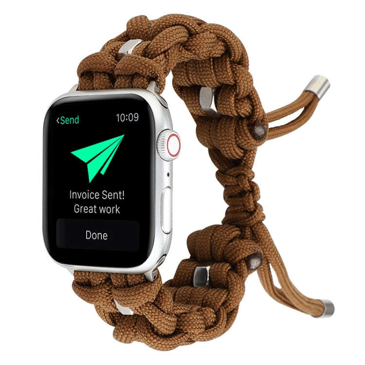 For Apple Watch 42mm Screw Nut Braided Paracord Watch Band(Coffee)