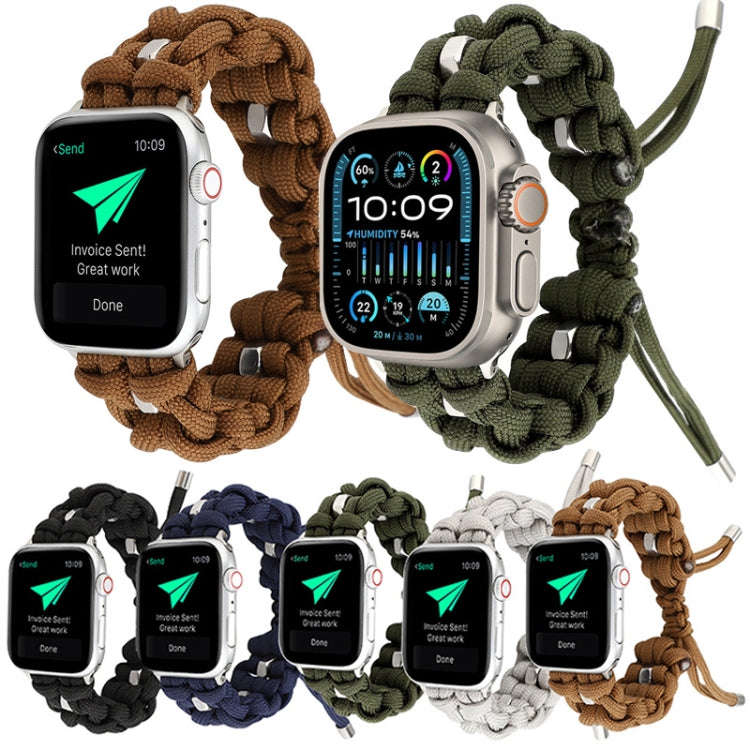 For Apple Watch Ultra 49mm Screw Nut Braided Paracord Watch Band(Green)