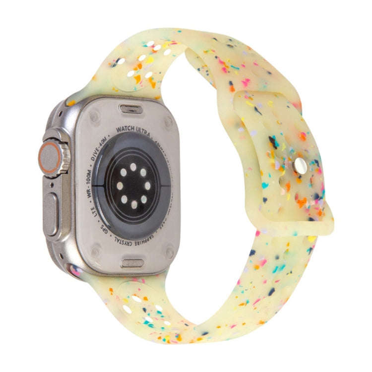 For Apple Watch Series 7 41mm Jelly Color Dots Liquid Silicone Watch Band(Yellow)