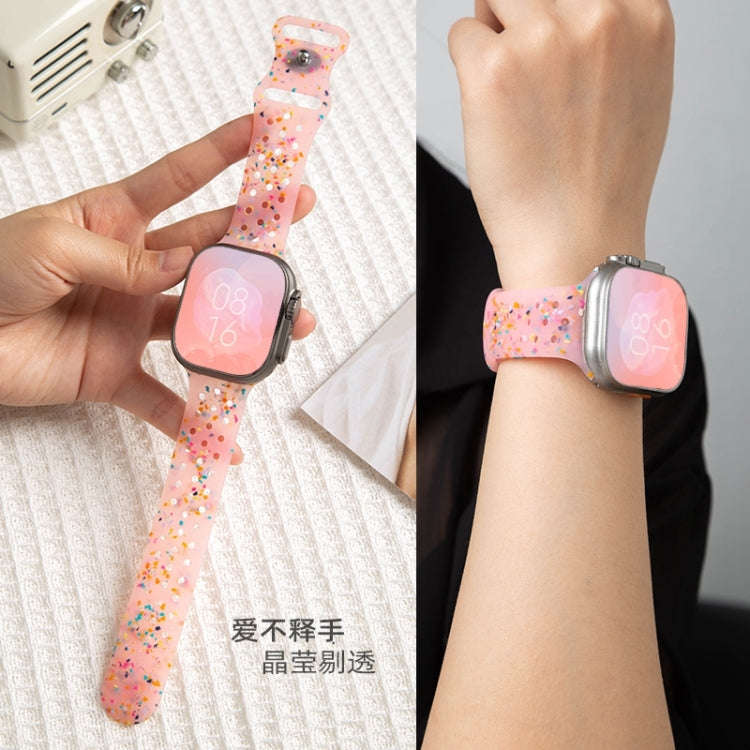For Apple Watch Series 2 42mm Jelly Color Dots Liquid Silicone Watch Band(Sky Blue)