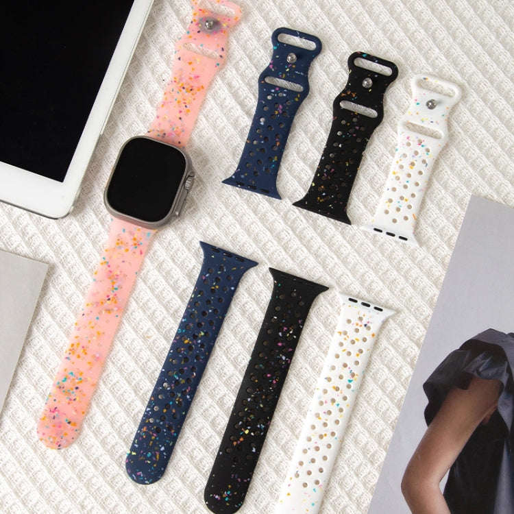 For Apple Watch Series 8 41mm Jelly Color Dots Liquid Silicone Watch Band(Midnight Blue)