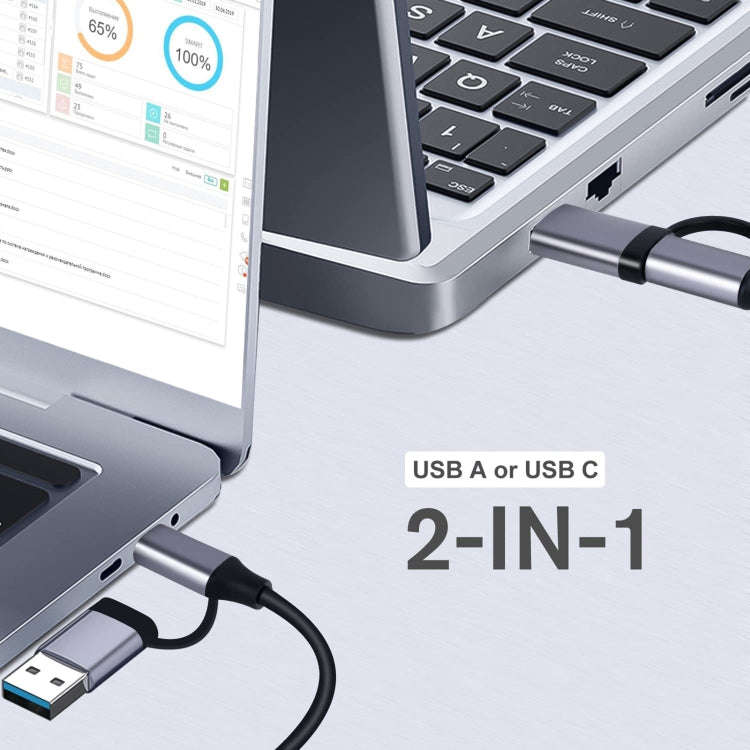 809-C 6 in 1 USB+Type-C to USB Multifunctional Docking Station HUB Adapter
