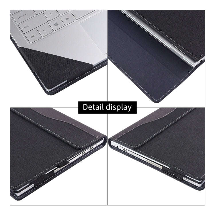 For Microsoft Surface Laptop 6 15 inch Cloth Texture Laptop Leather Case With Stand Function(Black)