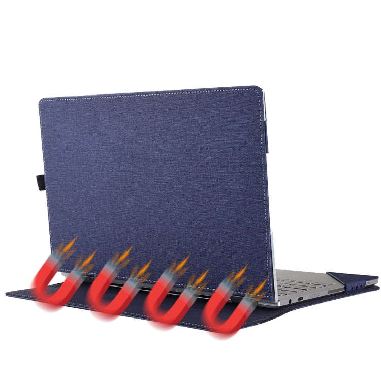 For Microsoft Surface Laptop 6 15 inch Cloth Texture Laptop Leather Case With Stand Function(Blue)