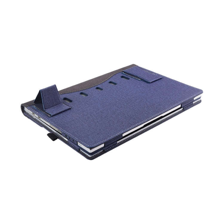 For Microsoft Surface Laptop 6 15 inch Cloth Texture Laptop Leather Case With Stand Function(Blue)