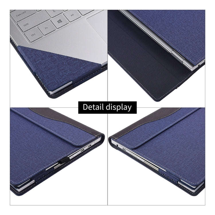 For Microsoft Surface Laptop 6 15 inch Cloth Texture Laptop Leather Case With Stand Function(Blue)
