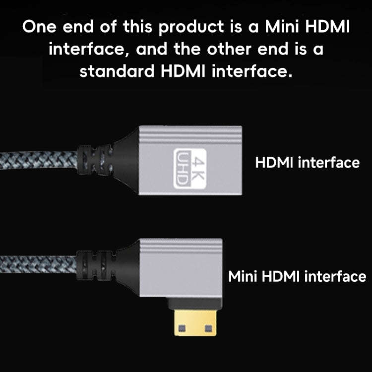 Mini HDTV to HDTV Right Angle Head HD Video Data Adapter Cable for DSLR Camera(Left Elbow)