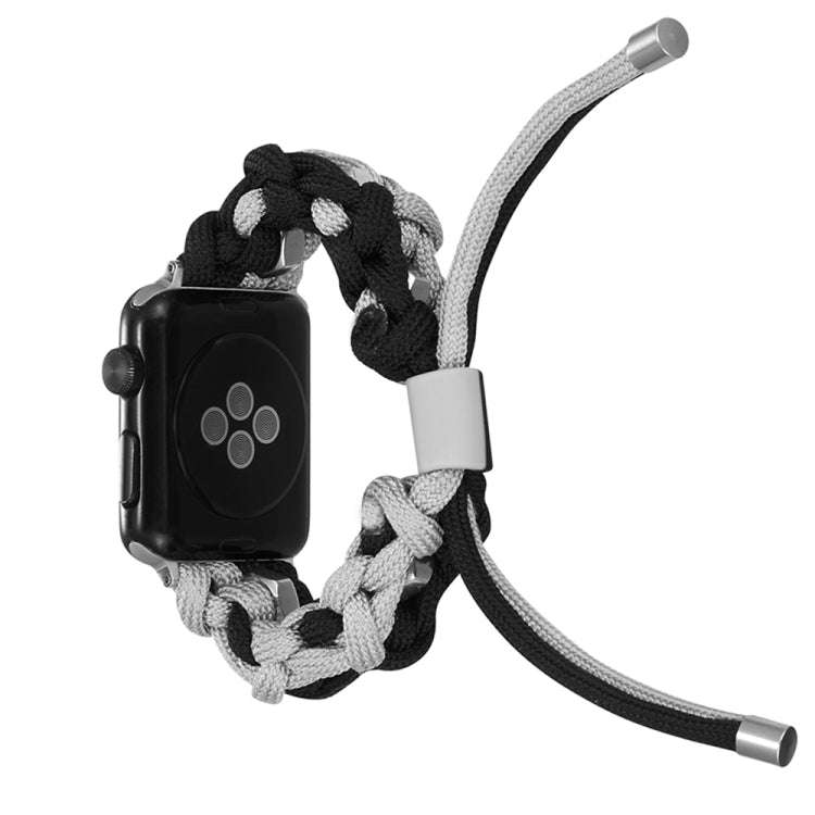 For Apple Watch Ultra 49mm Screw Nut Dual-Color Braided Paracord Watch Band(Black Grey)
