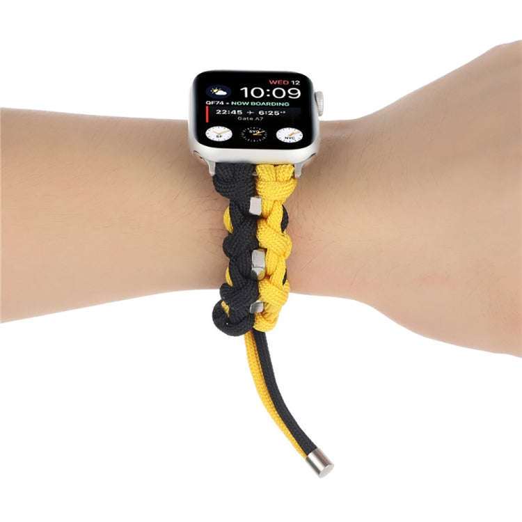 For Apple Watch Ultra 49mm Screw Nut Dual-Color Braided Paracord Watch Band(Rainbow)