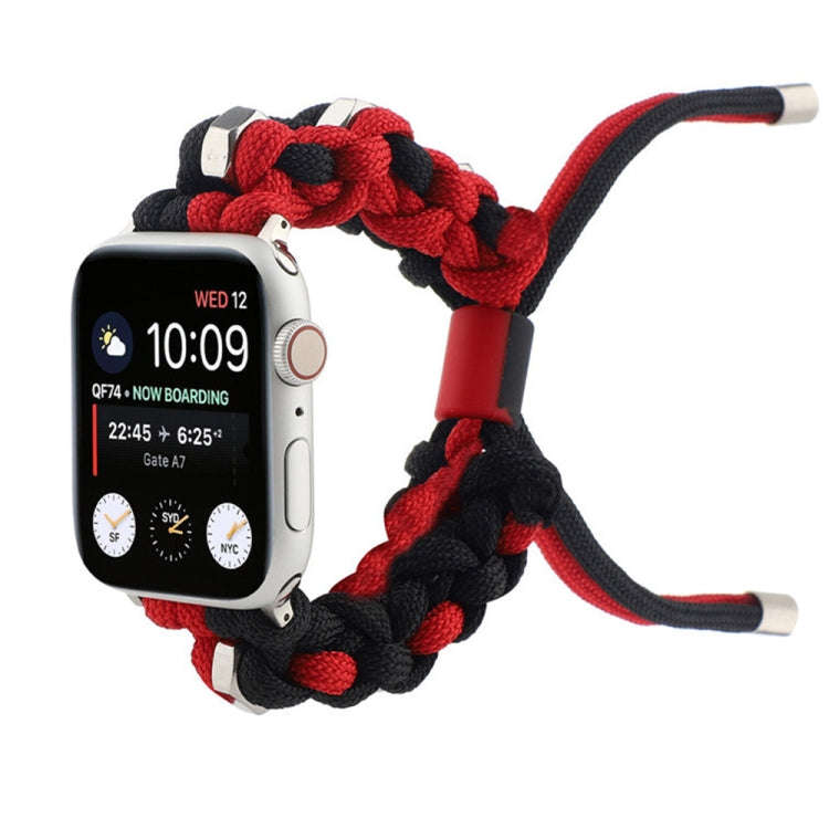 For Apple Watch Series 2 38mm Screw Nut Dual-Color Braided Paracord Watch Band(Black Red)
