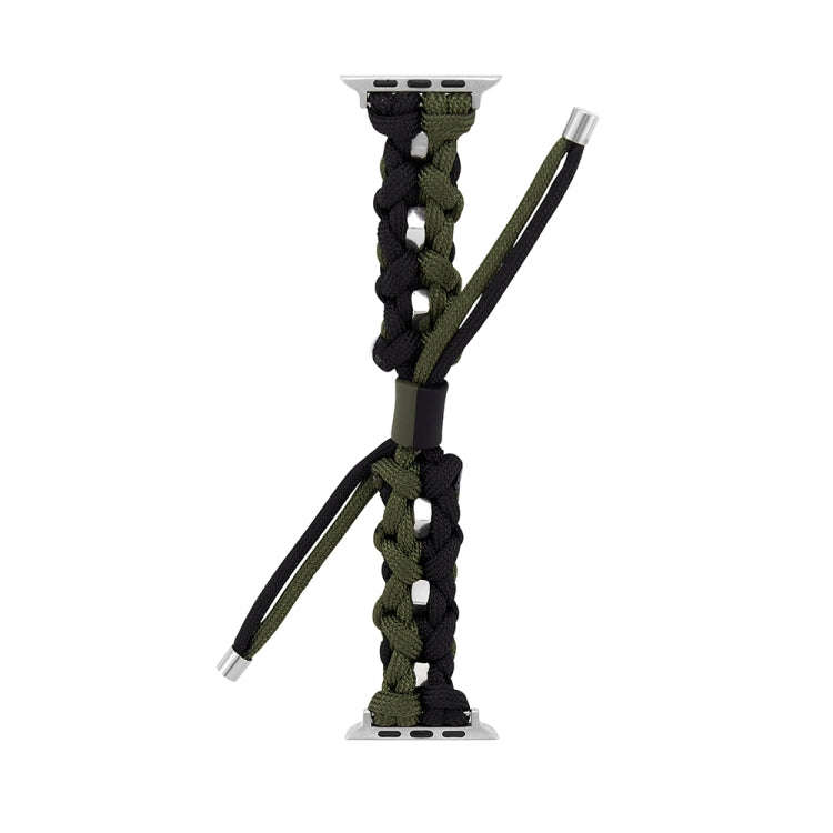 For Apple Watch Series 2 38mm Screw Nut Dual-Color Braided Paracord Watch Band(Black Green)
