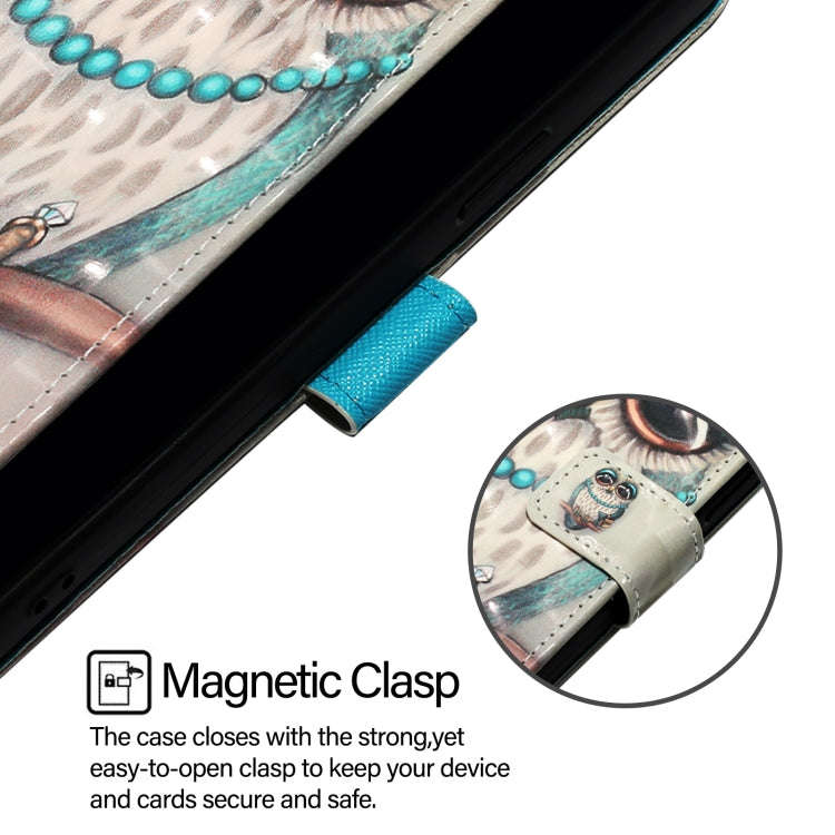 For Nothing CMF Phone 1 3D Painting Horizontal Flip Leather Phone Case(Grey Owl)