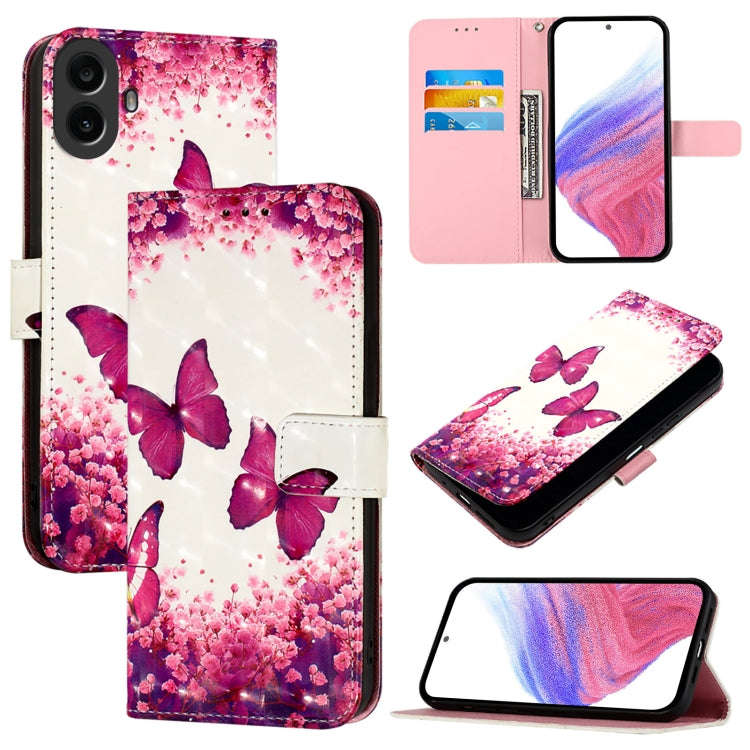 For Nothing CMF Phone 1 3D Painting Horizontal Flip Leather Phone Case(Rose Butterfly)