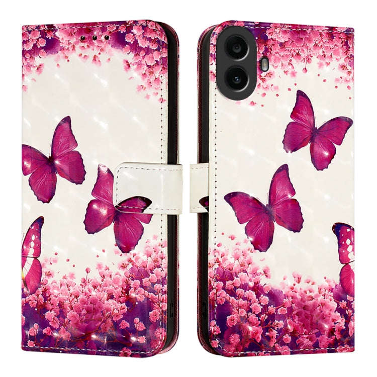For Nothing CMF Phone 1 3D Painting Horizontal Flip Leather Phone Case(Rose Butterfly)