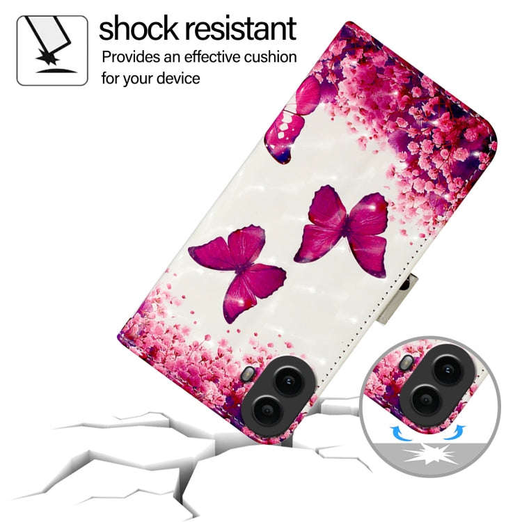 For Nothing CMF Phone 1 3D Painting Horizontal Flip Leather Phone Case(Rose Butterfly)