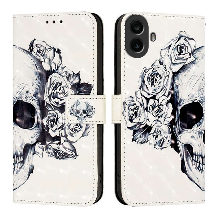 For Nothing CMF Phone 1 3D Painting Horizontal Flip Leather Phone Case(Skull)