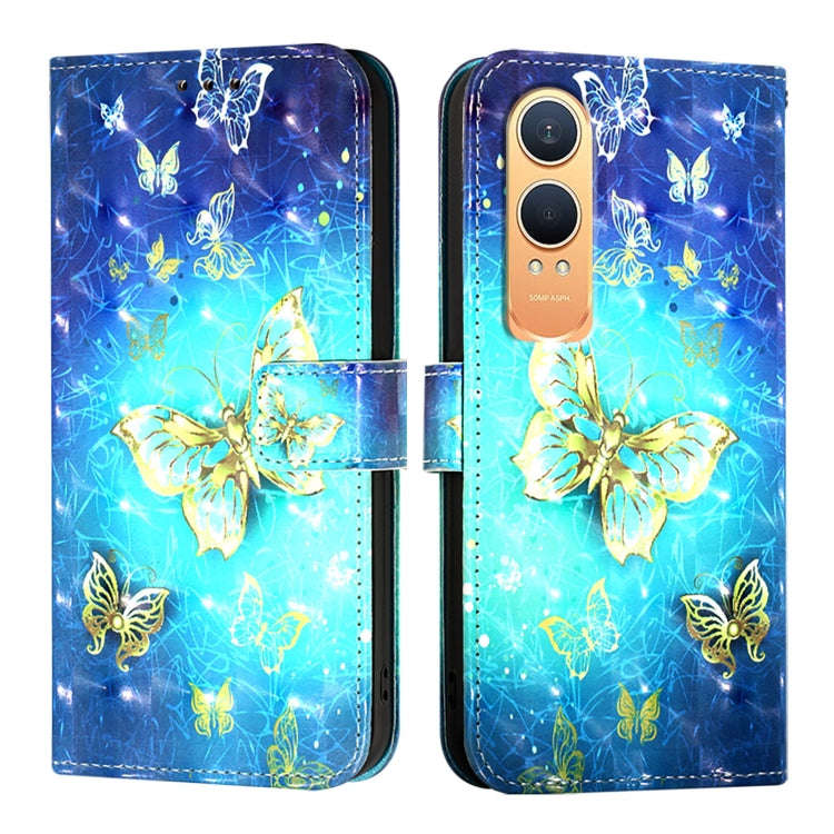 For OnePlus Nord CE4 Lite 3D Painting Horizontal Flip Leather Phone Case(Golden Butterfly)