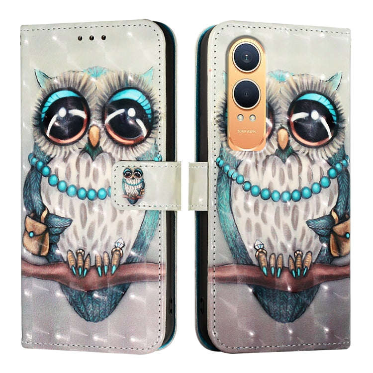 For OnePlus Nord CE4 Lite 3D Painting Horizontal Flip Leather Phone Case(Grey Owl)