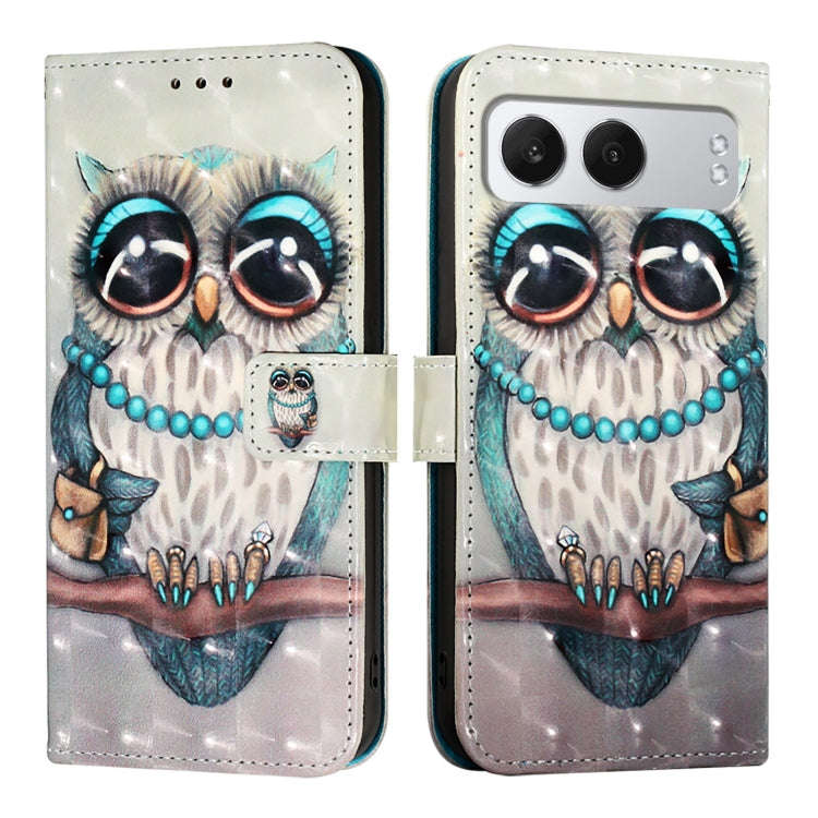 For OnePlus Nord 4 5G 3D Painting Horizontal Flip Leather Phone Case(Grey Owl)