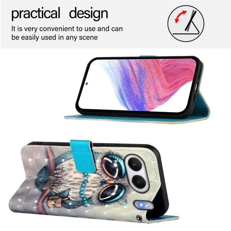 For OnePlus Nord 4 5G 3D Painting Horizontal Flip Leather Phone Case(Grey Owl)