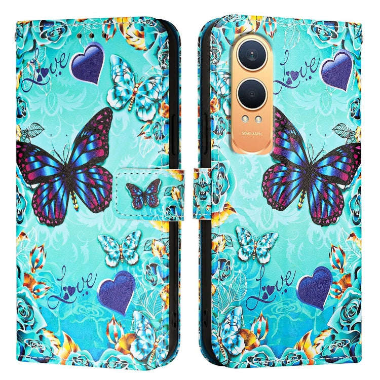 For OnePlus Nord CE4 Lite Colored Drawing Pattern Plain Weave Leather Phone Case(Caring Butterfly)
