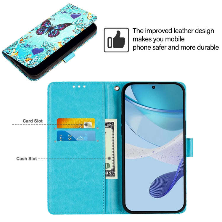 For OnePlus Nord CE4 Lite Colored Drawing Pattern Plain Weave Leather Phone Case(Caring Butterfly)