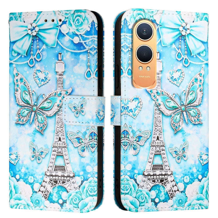 For OnePlus Nord CE4 Lite Colored Drawing Pattern Plain Weave Leather Phone Case(Tower Butterfly)