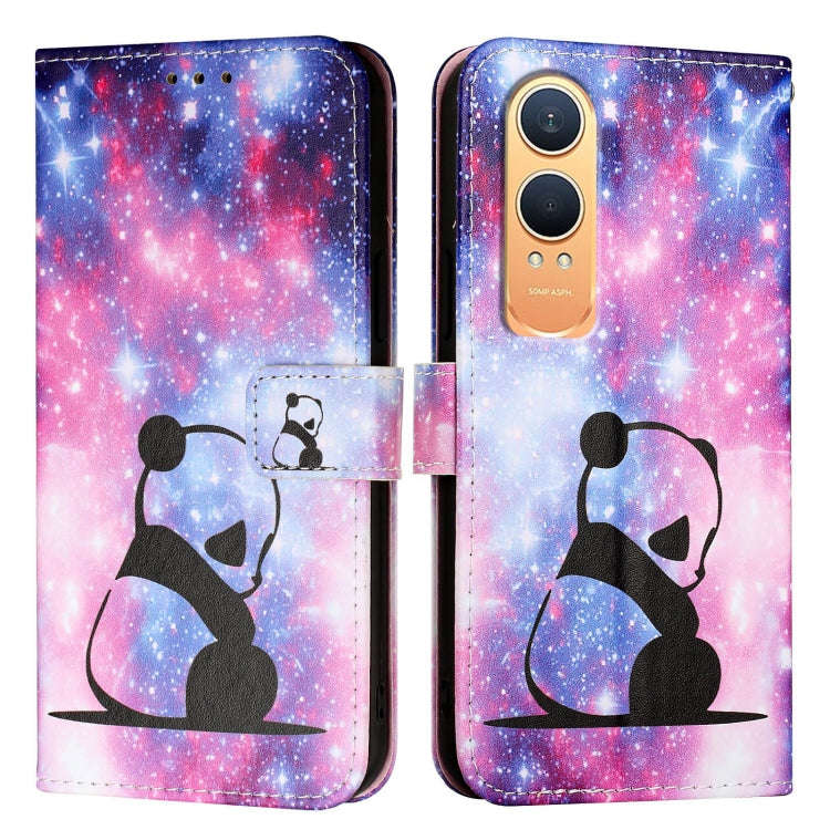 For OnePlus Nord CE4 Lite Colored Drawing Pattern Plain Weave Leather Phone Case(Baby Panda)
