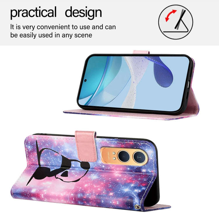 For OnePlus Nord CE4 Lite Colored Drawing Pattern Plain Weave Leather Phone Case(Baby Panda)