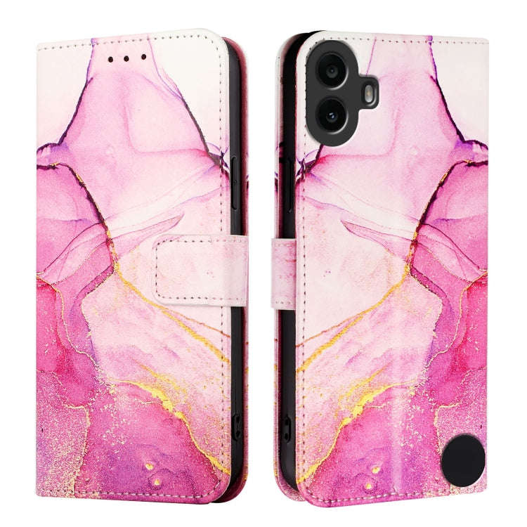For Nothing CMF Phone 1 PT003 Marble Pattern Flip Leather Phone Case(Pink Purple Gold)