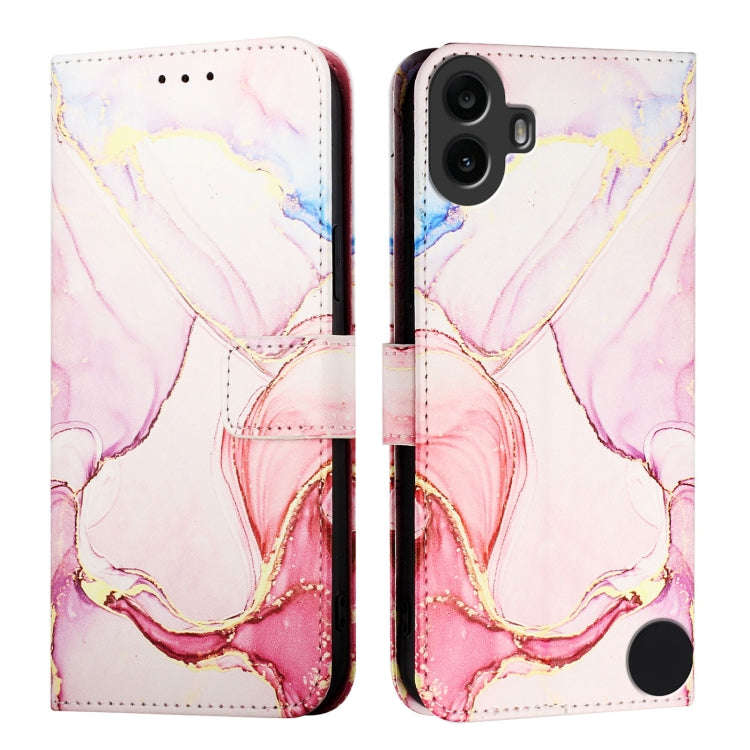 For Nothing CMF Phone 1 PT003 Marble Pattern Flip Leather Phone Case(Rose Gold)