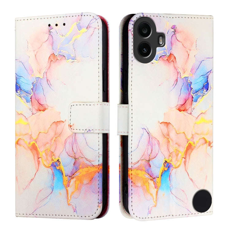 For Nothing CMF Phone 1 PT003 Marble Pattern Flip Leather Phone Case(Galaxy Marble White)