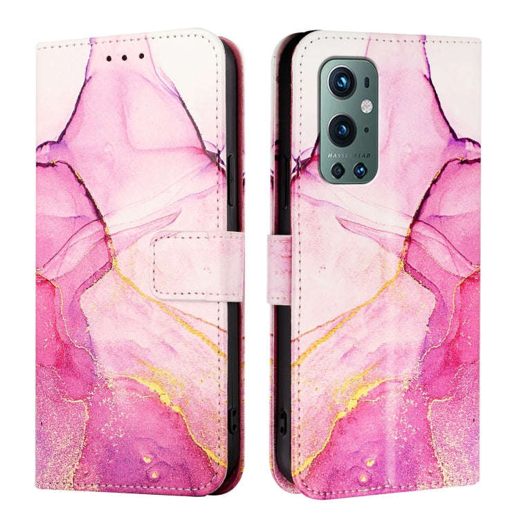 For OnePlus 9 Pro PT003 Marble Pattern Flip Leather Phone Case(Pink Purple Gold)