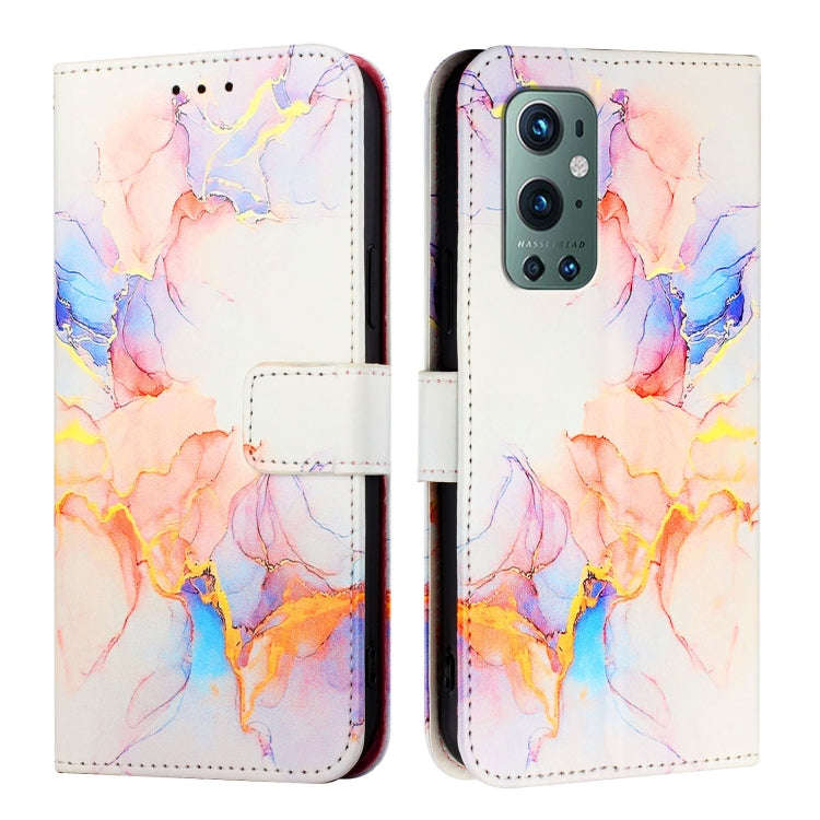 For OnePlus 9 Pro PT003 Marble Pattern Flip Leather Phone Case(Galaxy Marble White)