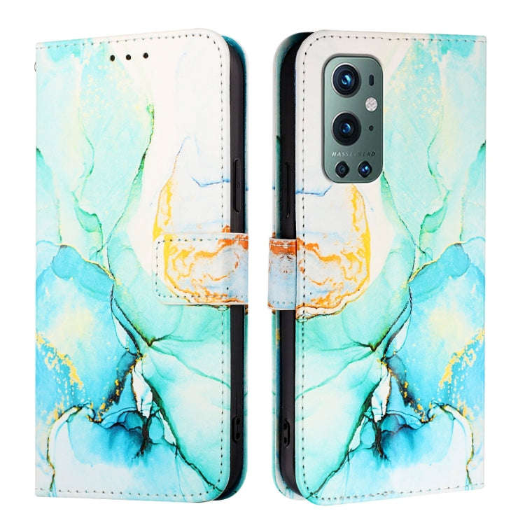 For OnePlus 9 Pro PT003 Marble Pattern Flip Leather Phone Case(Green)