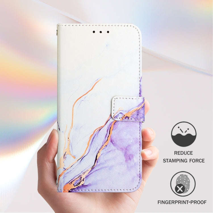 For OnePlus 9R / 8T PT003 Marble Pattern Flip Leather Phone Case(White Purple)