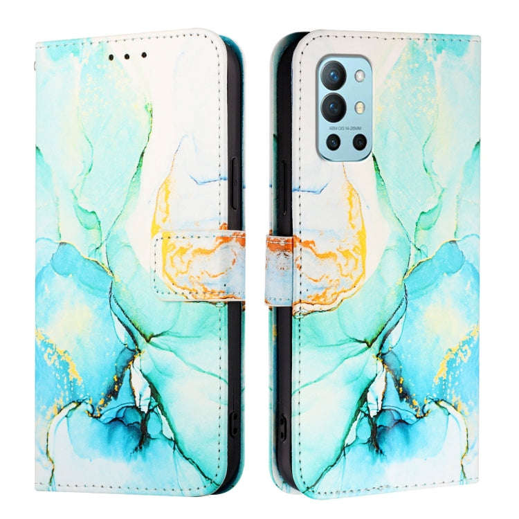 For OnePlus 9R / 8T PT003 Marble Pattern Flip Leather Phone Case(Green)