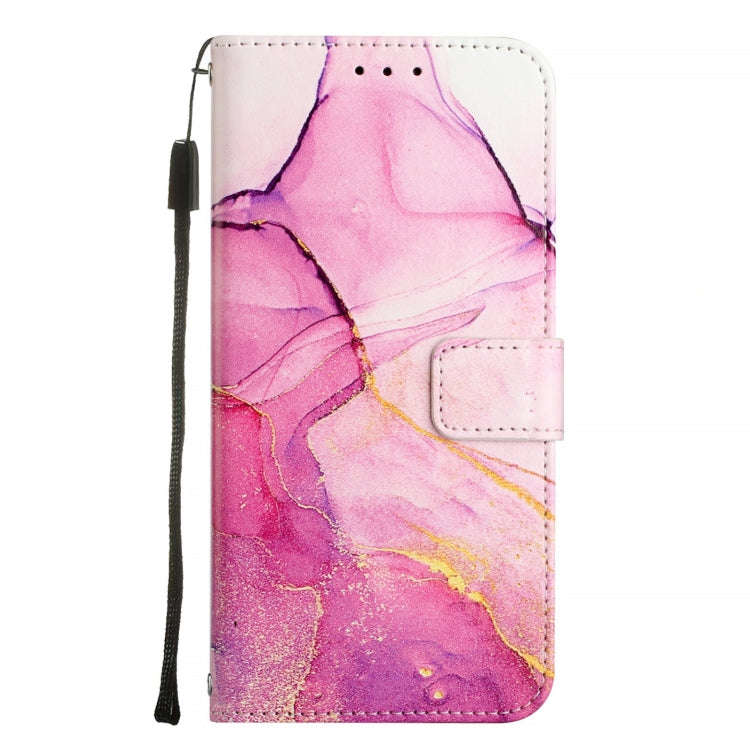 For OnePlus 12R 5G Global PT003 Marble Pattern Flip Leather Phone Case(Pink Purple Gold)
