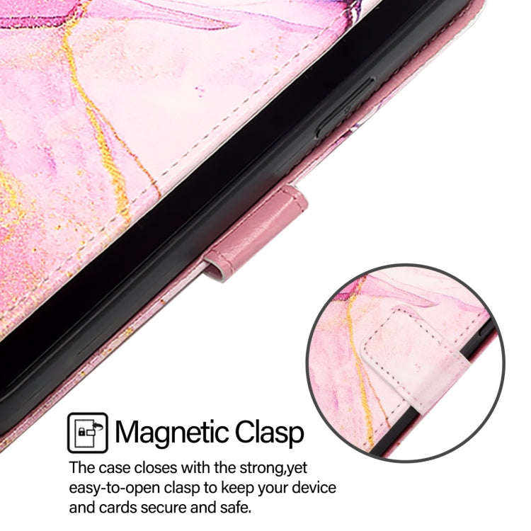 For OnePlus 12R 5G Global PT003 Marble Pattern Flip Leather Phone Case(Pink Purple Gold)