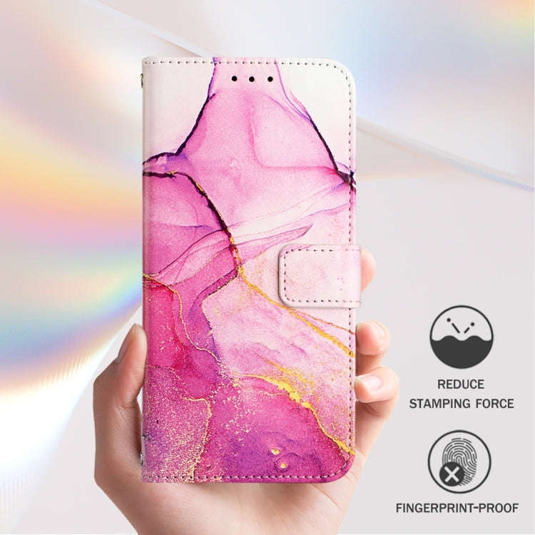 For OnePlus 12R 5G Global PT003 Marble Pattern Flip Leather Phone Case(Pink Purple Gold)