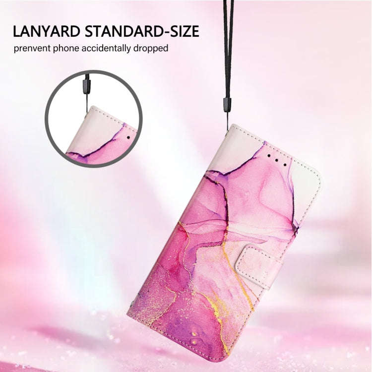 For OnePlus 12R 5G Global PT003 Marble Pattern Flip Leather Phone Case(Pink Purple Gold)