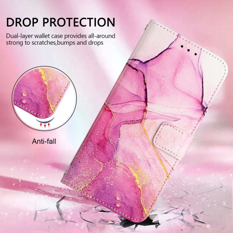 For OnePlus 12R 5G Global PT003 Marble Pattern Flip Leather Phone Case(Pink Purple Gold)