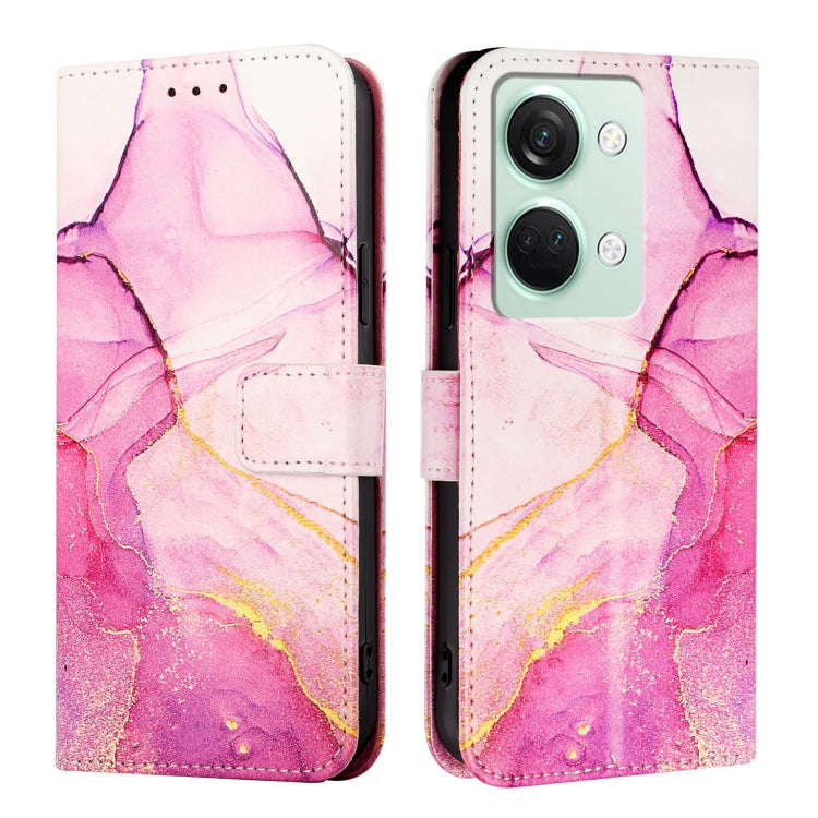 For OnePlus Ace 2V / Nord 3 PT003 Marble Pattern Flip Leather Phone Case(Pink Purple Gold)