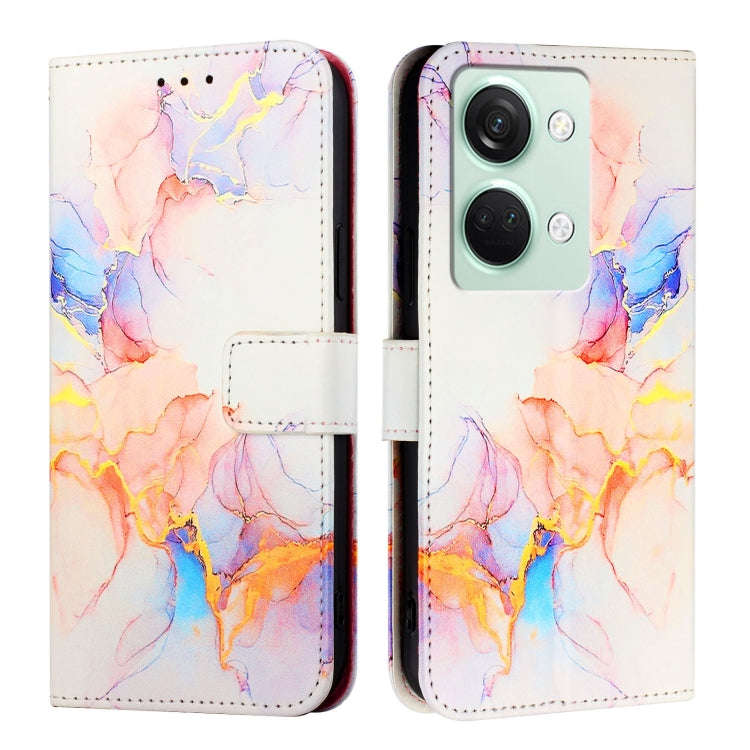 For OnePlus Ace 2V / Nord 3 PT003 Marble Pattern Flip Leather Phone Case(Galaxy Marble White)