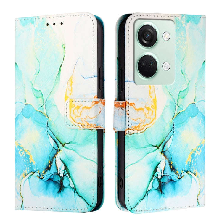 For OnePlus Ace 2V / Nord 3 PT003 Marble Pattern Flip Leather Phone Case(Green)