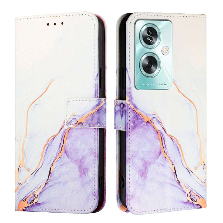 For OnePlus Nord N30 SE 5G PT003 Marble Pattern Flip Leather Phone Case(White Purple)