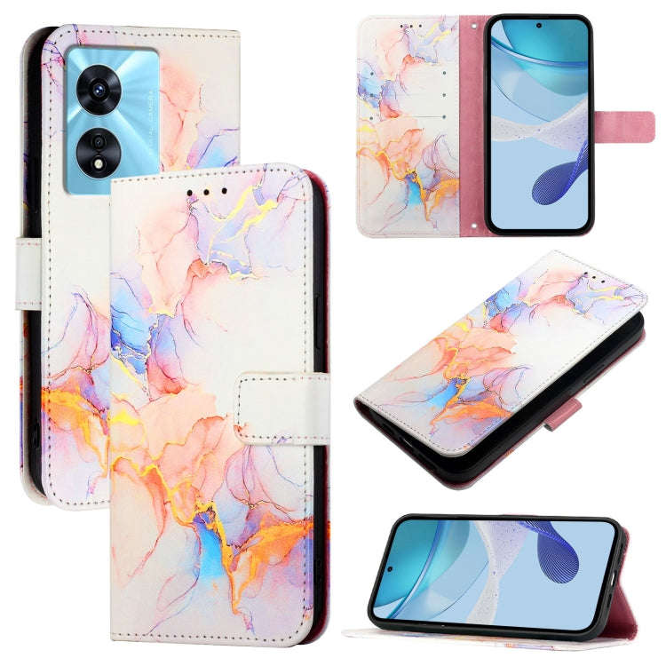 For OnePlus Nord N300 PT003 Marble Pattern Flip Leather Phone Case(Galaxy Marble White)